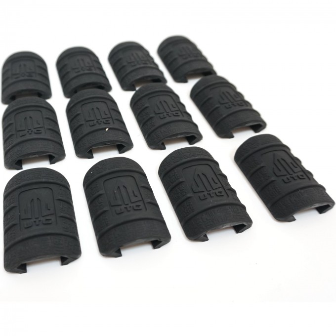 Накладки LEAPERS UTG на Weaver/Picattiny для защиты рук, резина, со стопором, комплект 12 шт. RB-HP12B-B